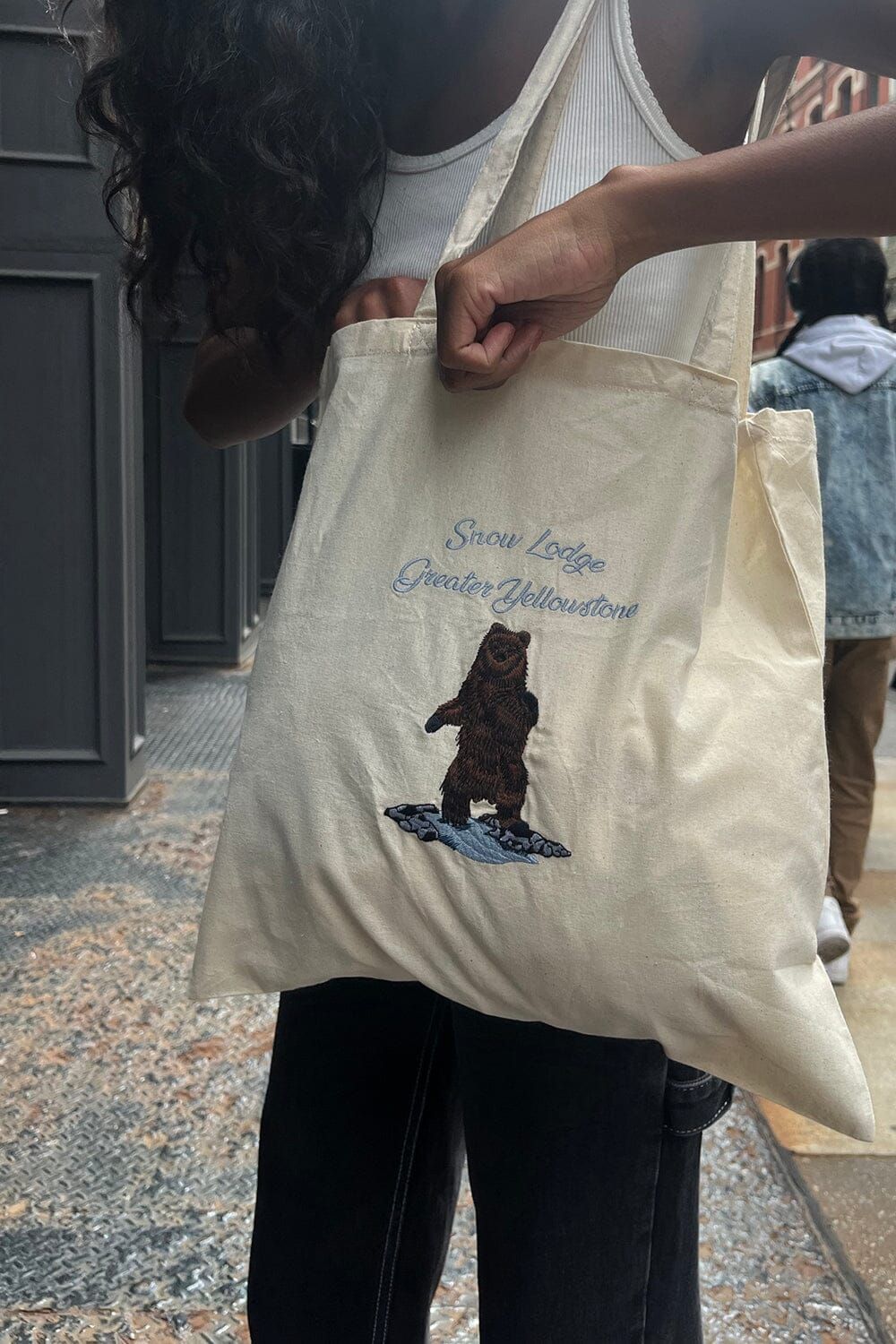 Snow Lodge Greater Yellowstone Bear Tote Bag sold by Brandy Melville