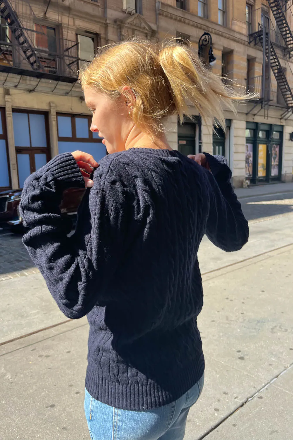 Olsen Wool Cable Knit Cardigan sold by Brandy Melville product image thumbnail 2