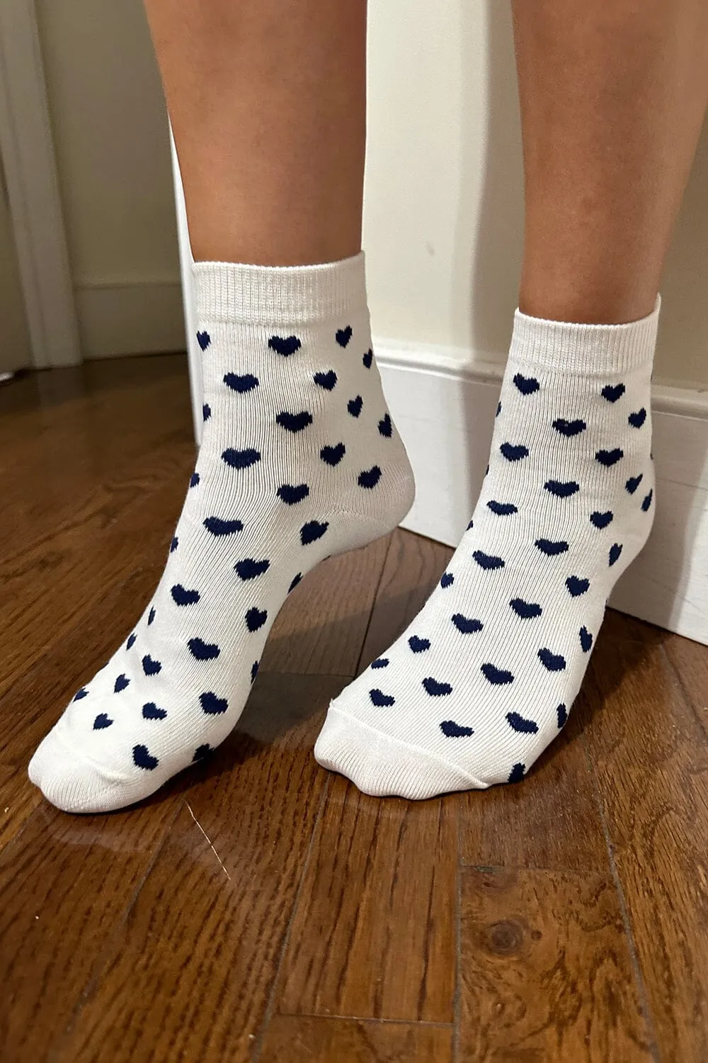Navy Heart Socks sold by Brandy Melville