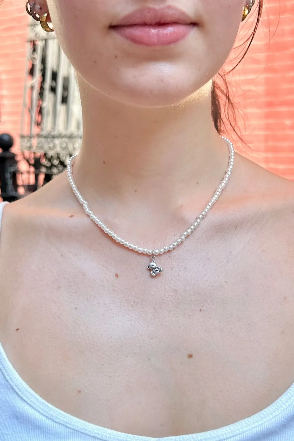 Pearl Teddy Necklace sold by Brandy Melville