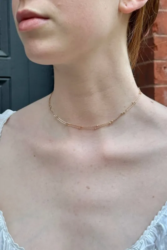 Double Chain Bead Necklace sold by Brandy Melville