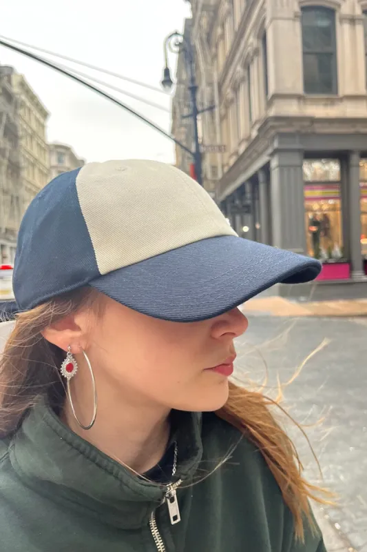 Katherine Navy Colorblock Baseball Cap sold by Brandy Melville