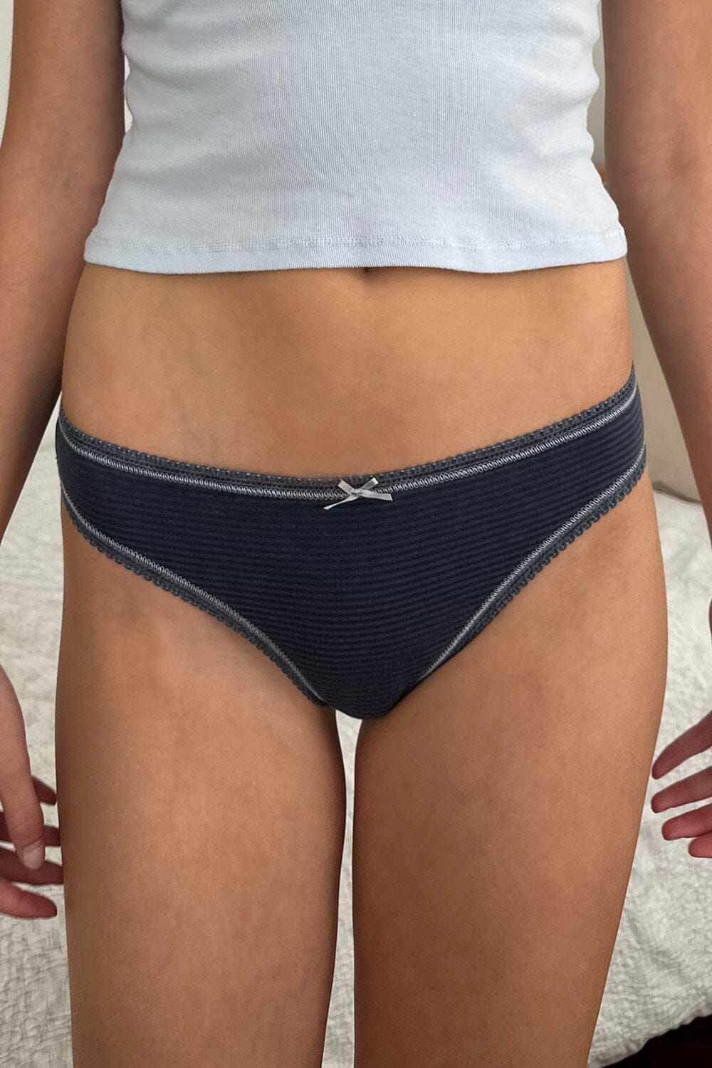 Stripe Scallop Bow Underwear sold by Brandy Melville