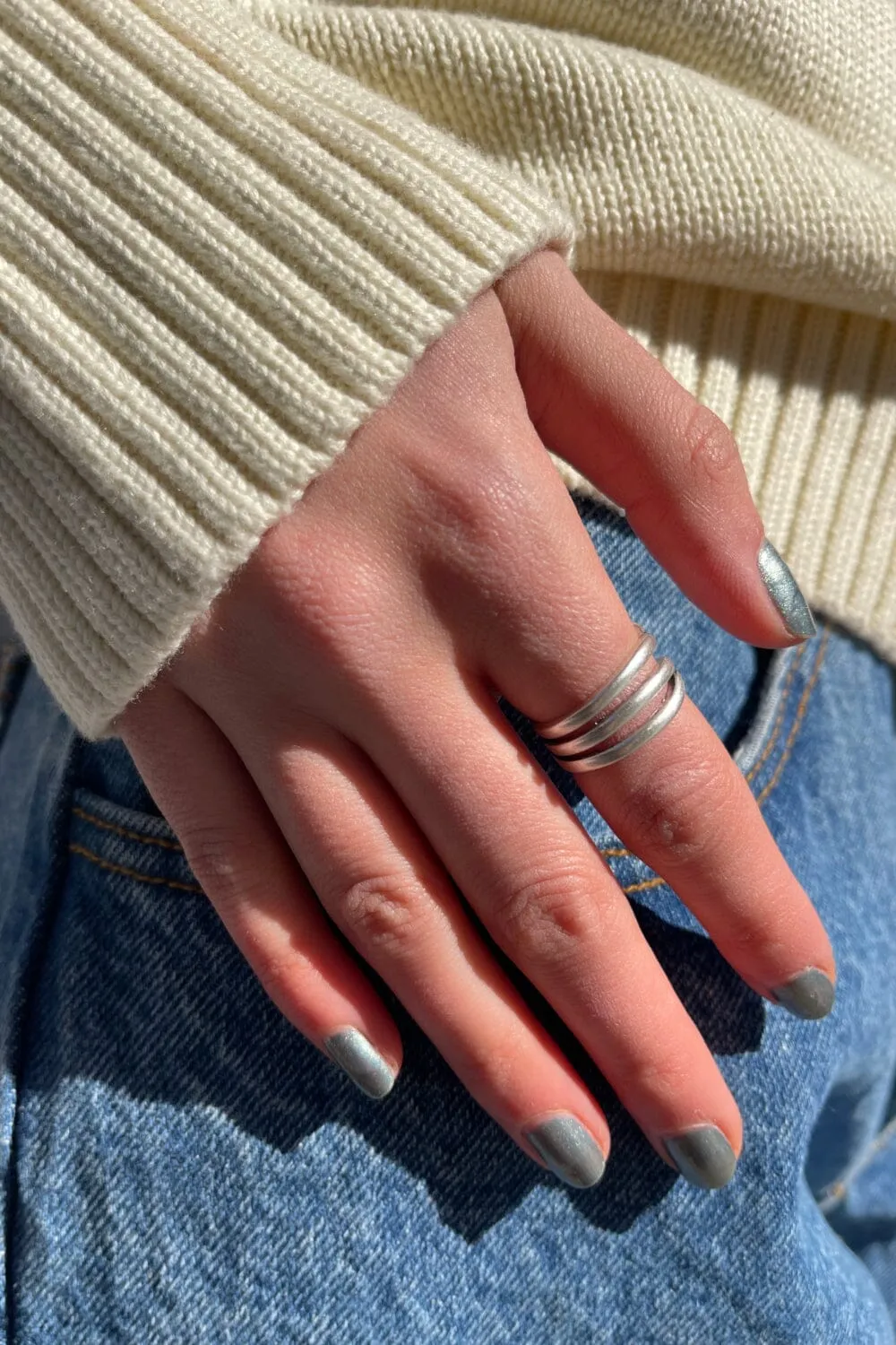Silver Three Band Ring sold by Brandy Melville product image thumbnail 2