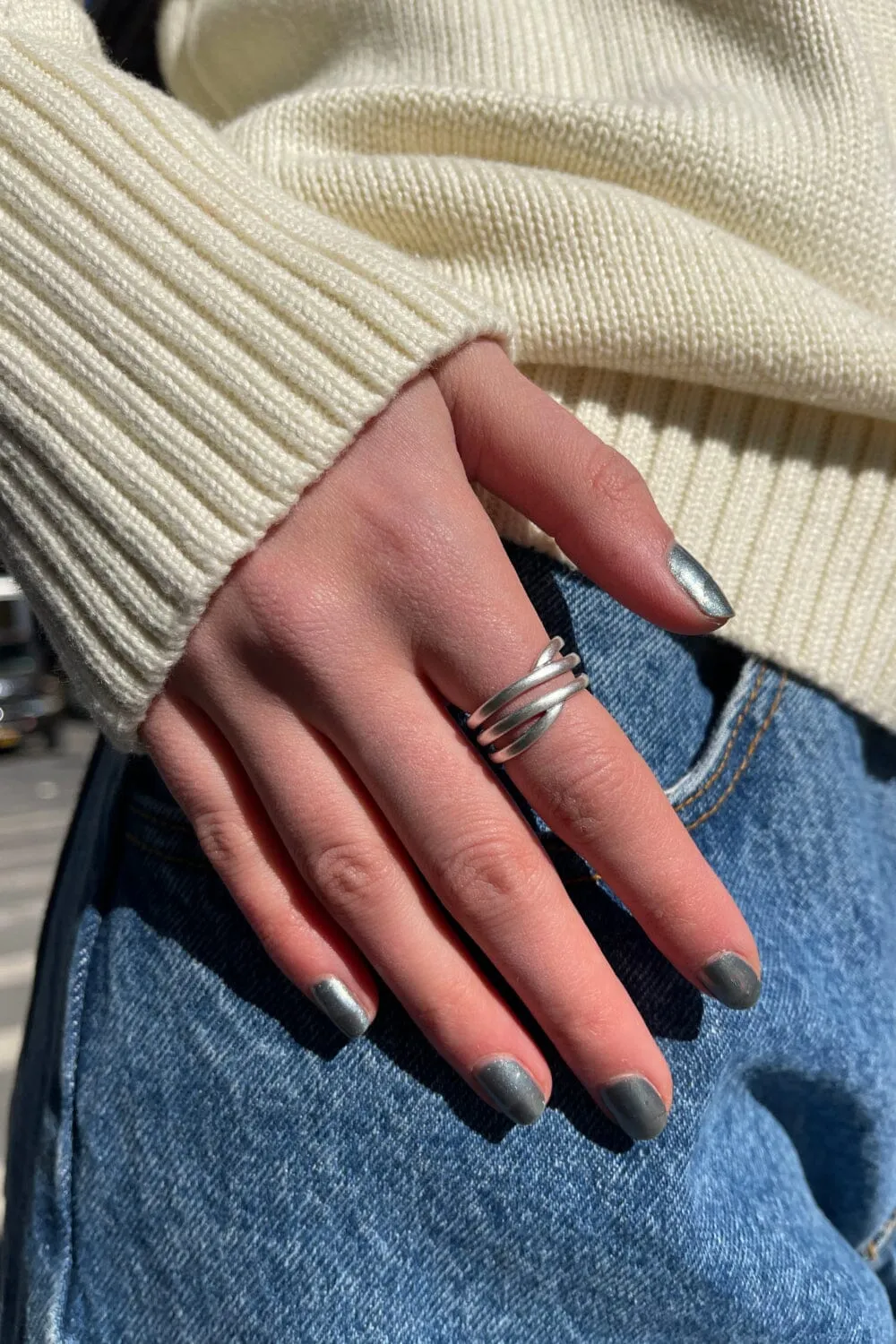 Silver Three Band Ring sold by Brandy Melville