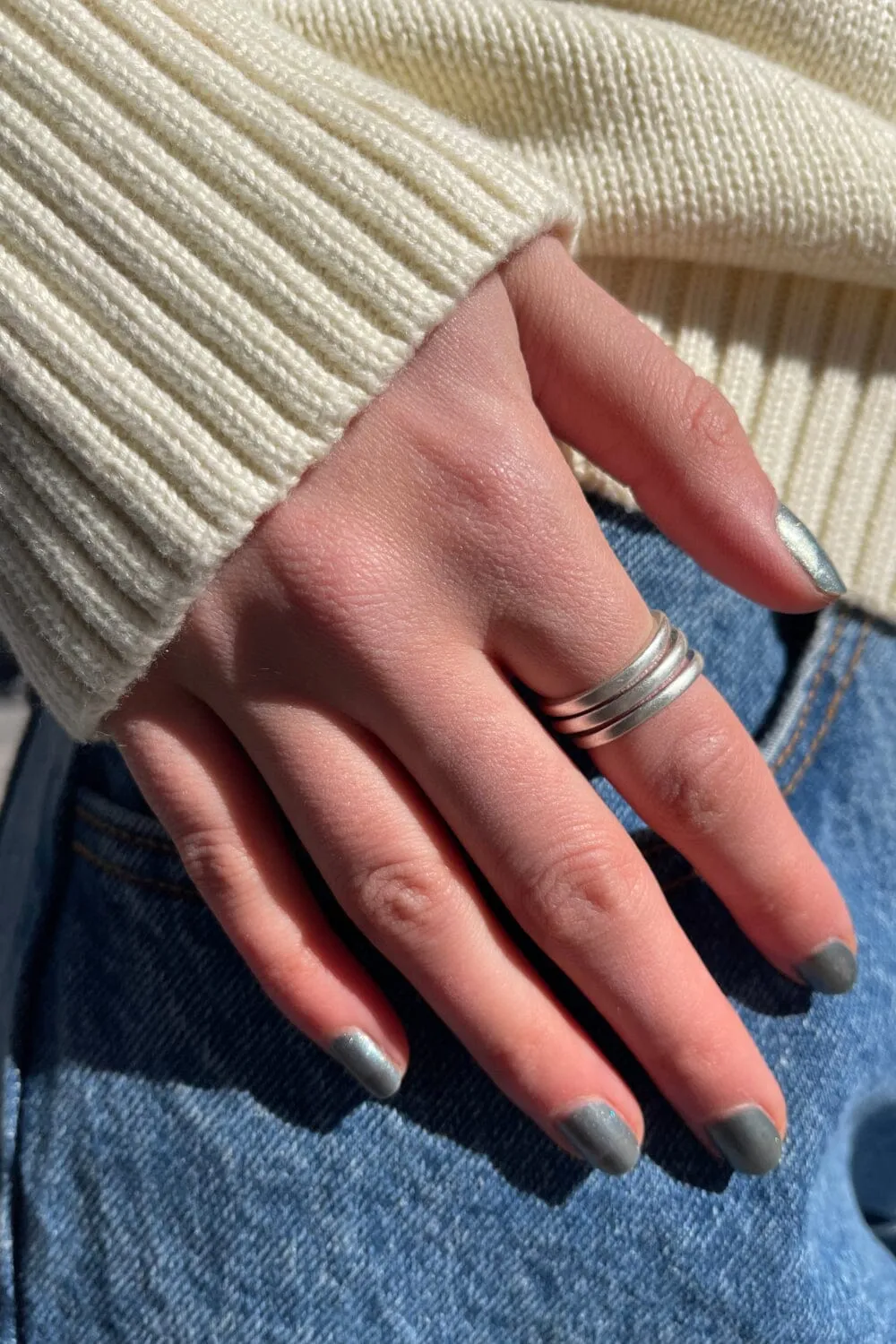 Silver Three Band Ring sold by Brandy Melville product image thumbnail 3