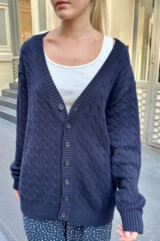 Amber Cotton Cable Knit Cardigan sold by Brandy Melville