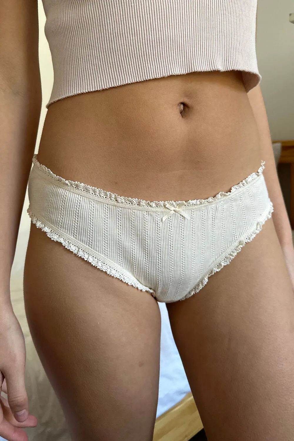 Eyelet Ruffle Underwear sold by Brandy Melville
