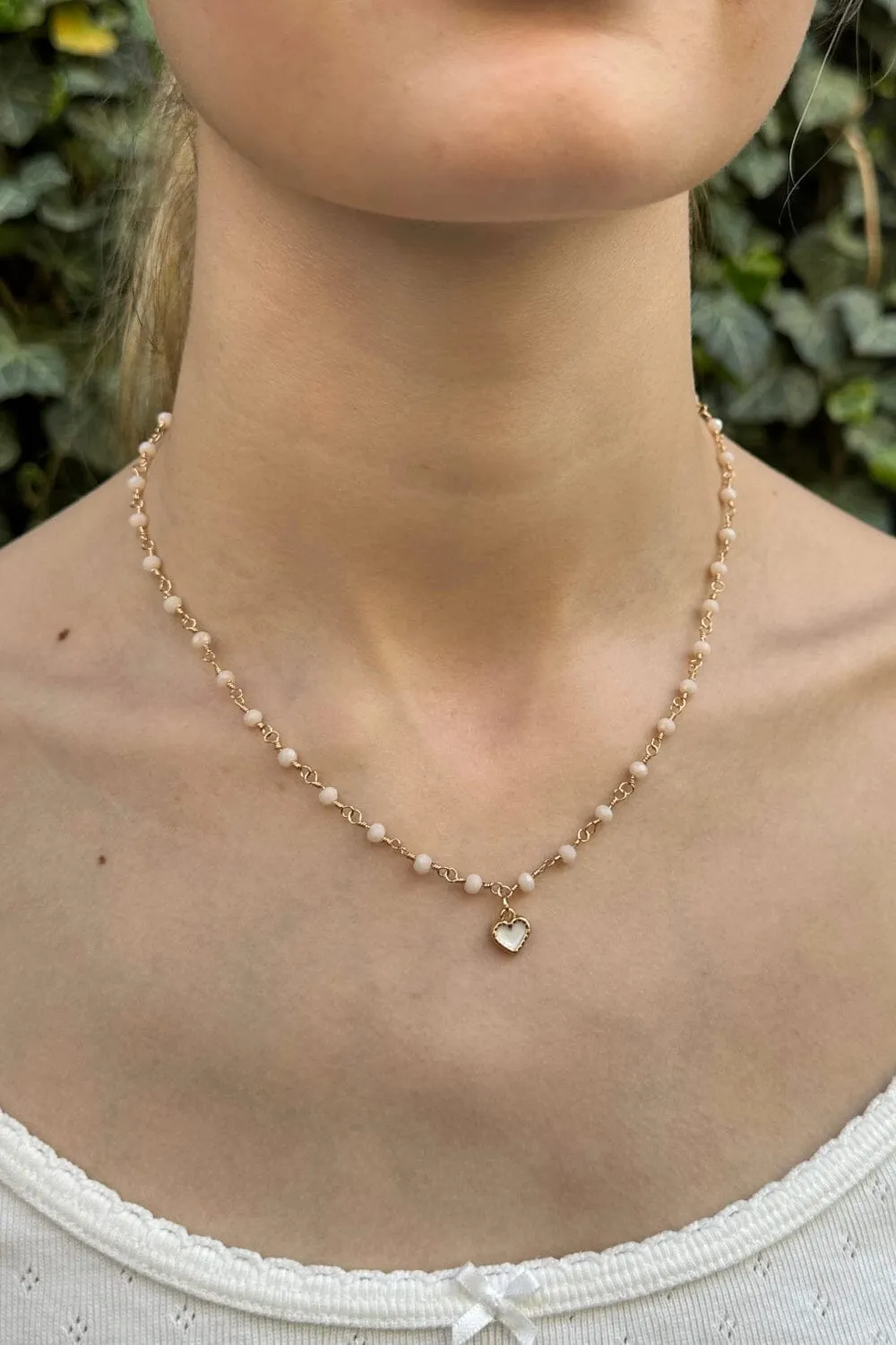 Beaded Chain Heart Necklace sold by Brandy Melville product image thumbnail 2