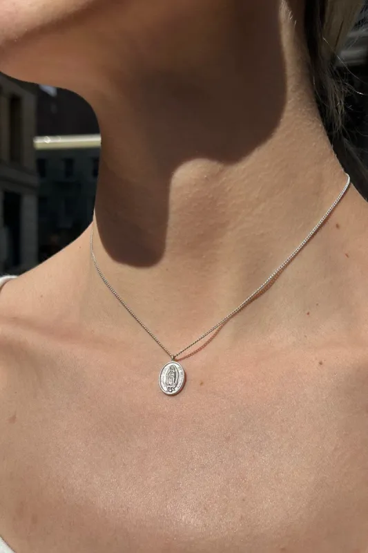 Mary Medal Necklace sold by Brandy Melville