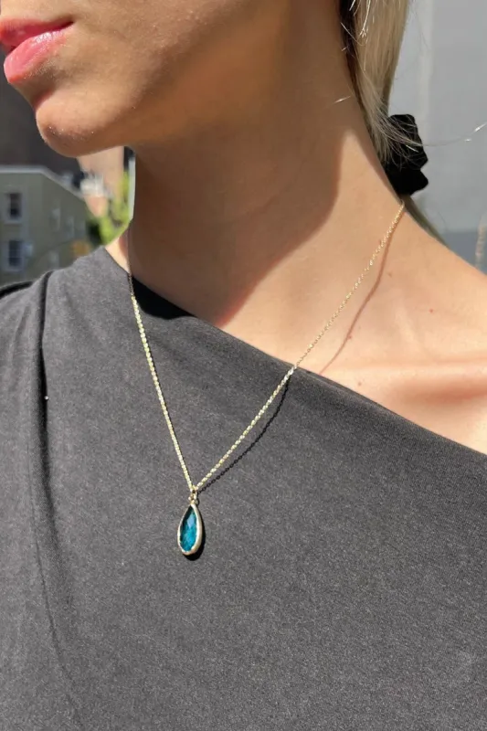 Gold Green Faux Gem Necklace sold by Brandy Melville