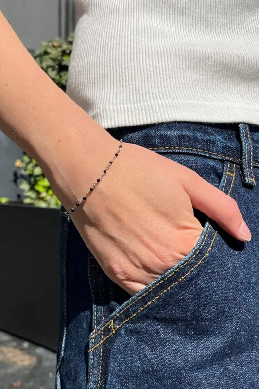 Silver and Black Bead Bracelet sold by Brandy Melville
