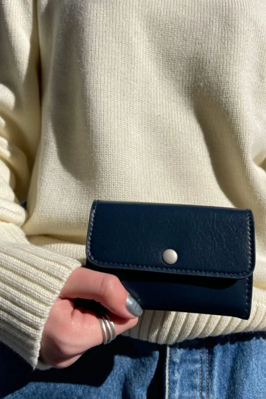 Navy Leather Wallet sold by Brandy Melville
