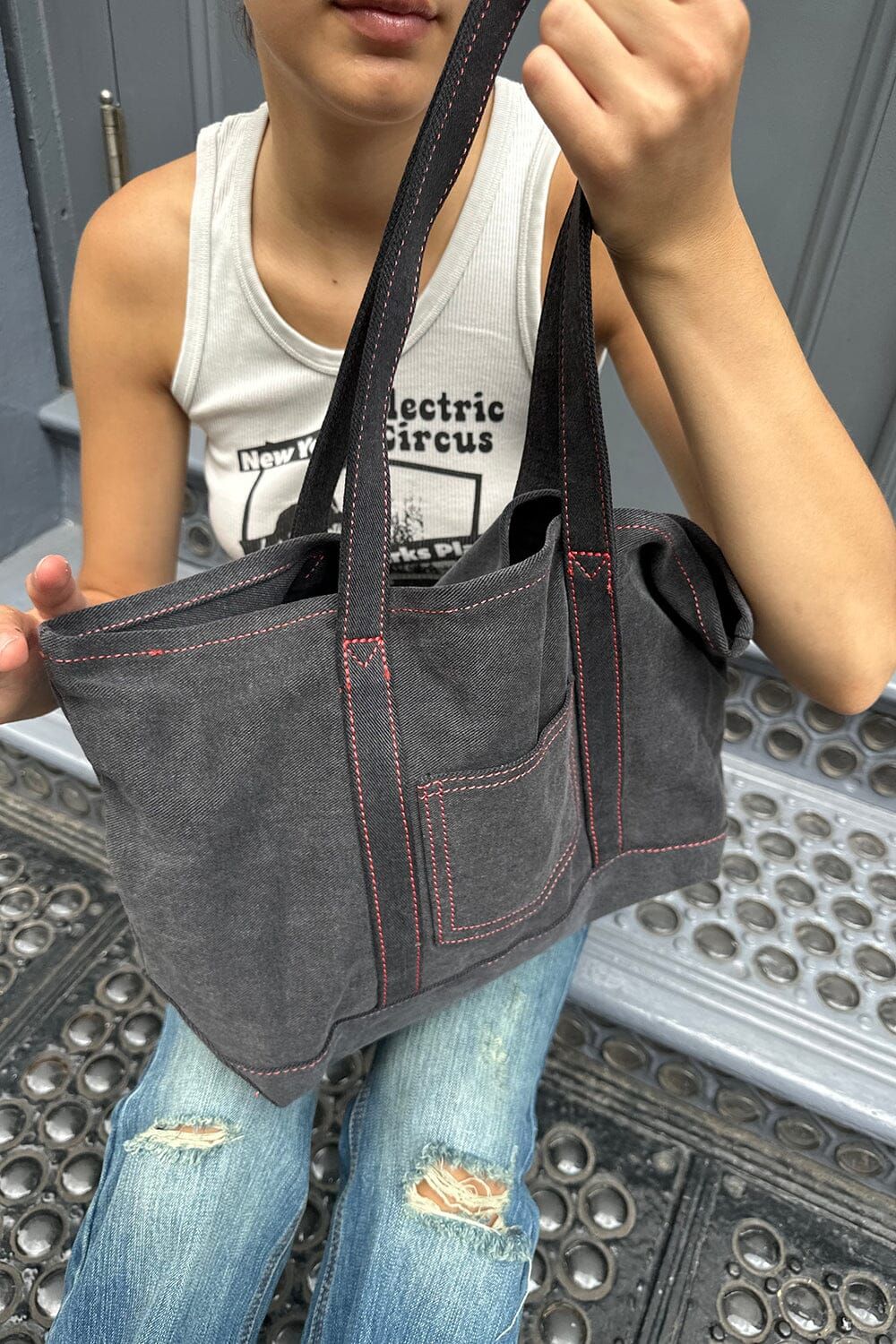 Denim Tote Bag sold by Brandy Melville