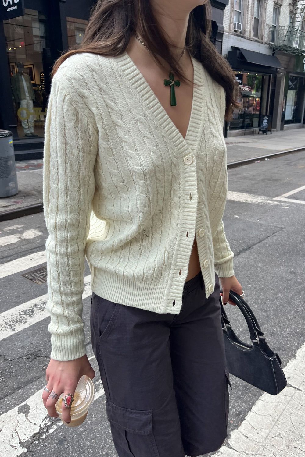 Kennedy Wool Cable Knit Cardigan sold by Brandy Melville