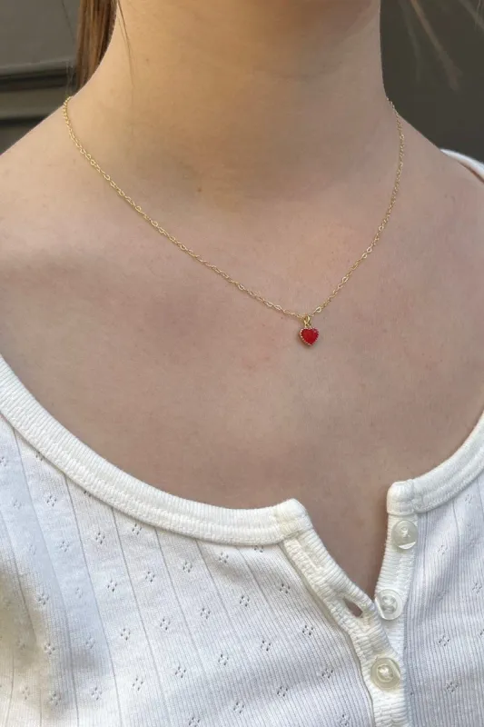 Red Heart Necklace sold by Brandy Melville