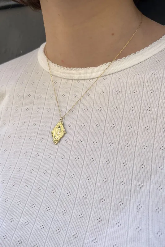 Mother Mary Pendant Necklace sold by Brandy Melville