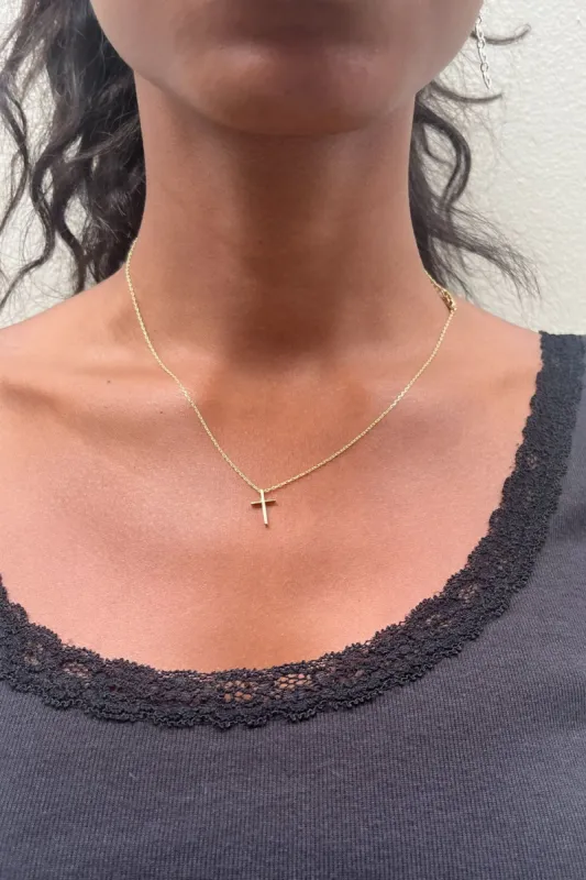 Copper Mini Cross Necklace sold by Brandy Melville