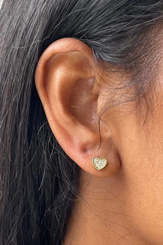 Copper Heart Rhinestone Stud Earrings sold by Brandy Melville