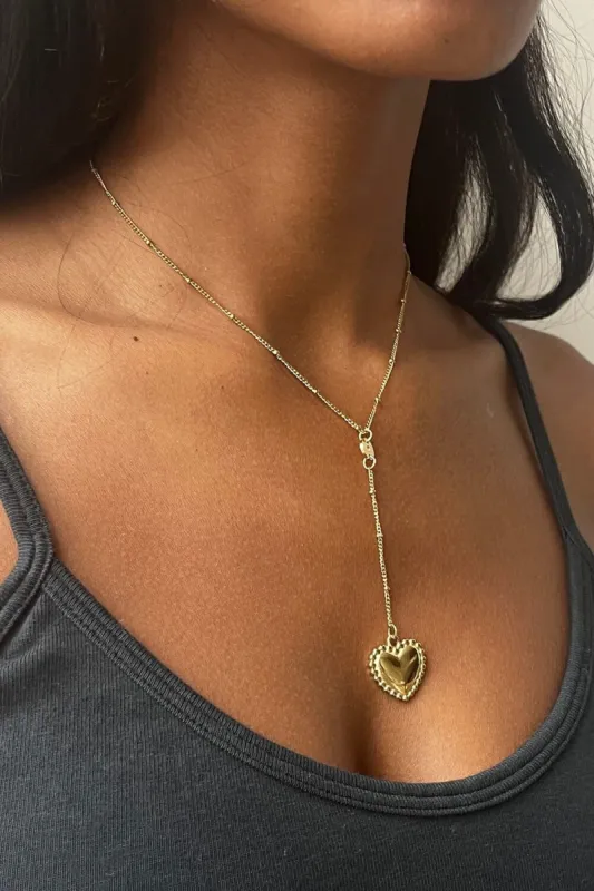 Gold Stainless Steel Heart Chain Necklace sold by Brandy Melville