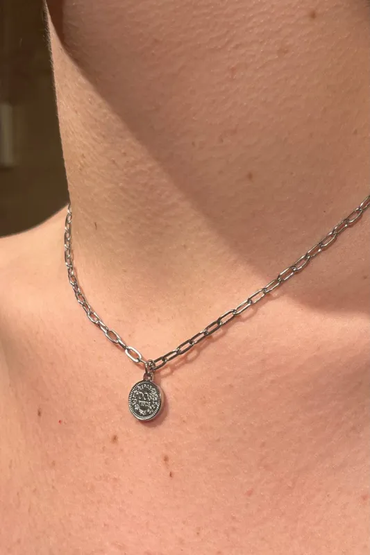 Silver Stainless Steel Queen Coin Necklace made by Brandy Melville