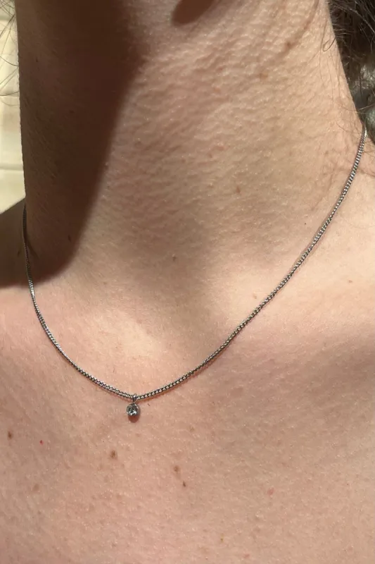 Silver Stainless Steal Little Gem Necklace sold by Brandy Melville