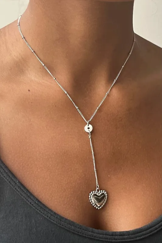 Silver Stainless Steel Heart Chain Necklace sold by Brandy Melville