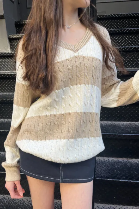 Nikki Cotton Striped Sweater sold by Brandy Melville