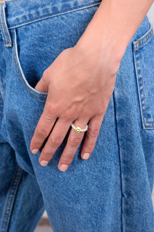 Beaded Smiley Ring sold by Brandy Melville