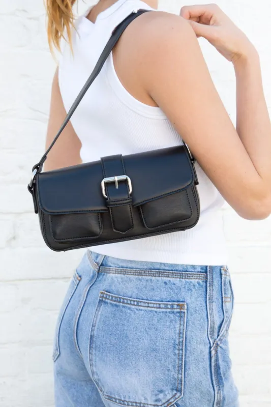 Black Faux Leather Purse sold by Brandy Melville