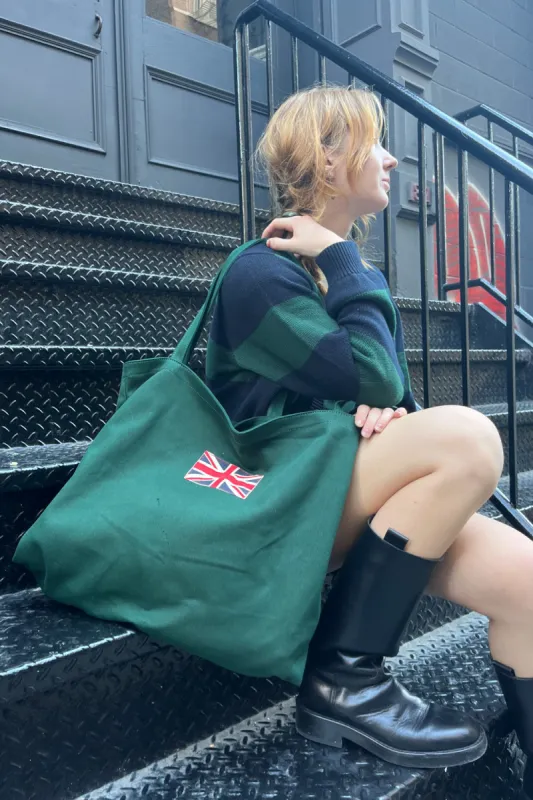 Green Union Jack Tote Bag made by Brandy Melville