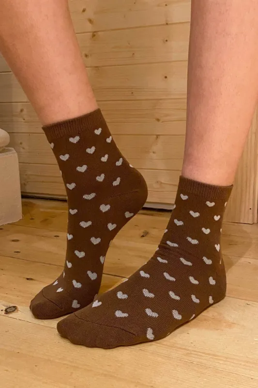 Brown Heart Socks sold by Brandy Melville