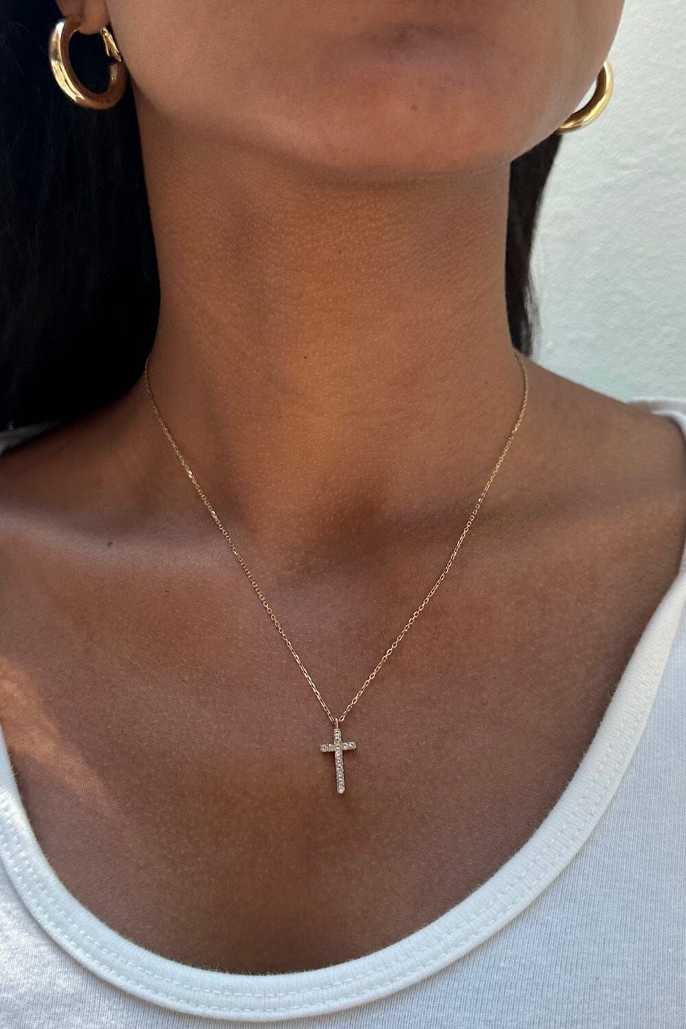 Rhinestone Cross Necklace sold by Brandy Melville