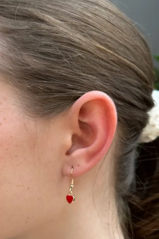 Enamel Heart Charm Earrings sold by Brandy Melville