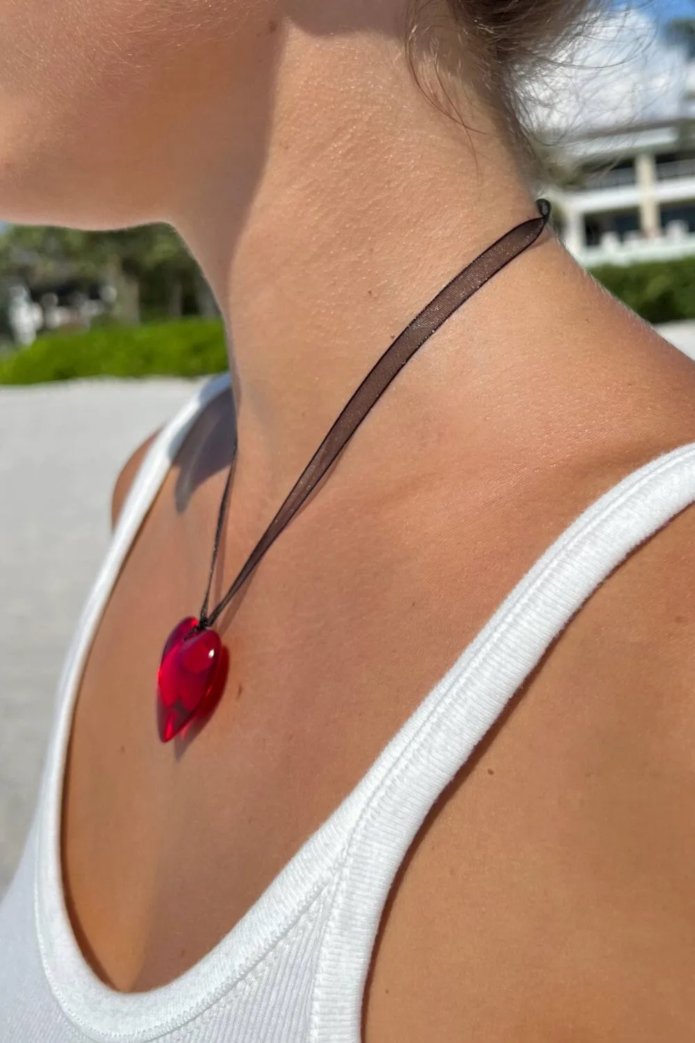 Ribbon Heart Necklace sold by Brandy Melville product image thumbnail 3