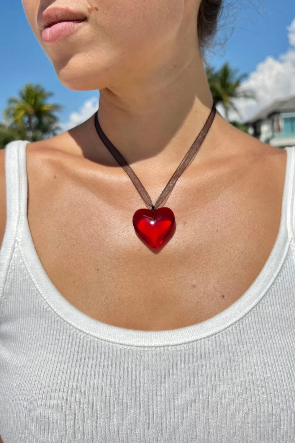 Ribbon Heart Necklace sold by Brandy Melville product image thumbnail 2