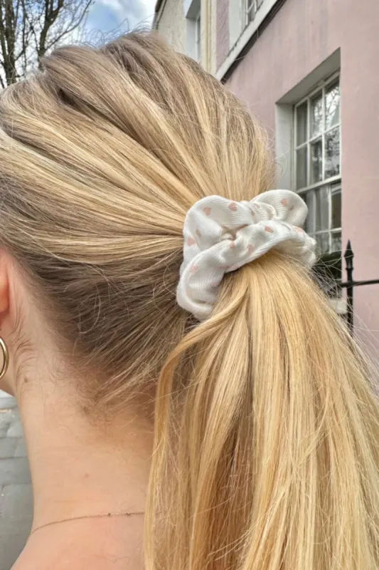 Pink Heart Scrunchie sold by Brandy Melville