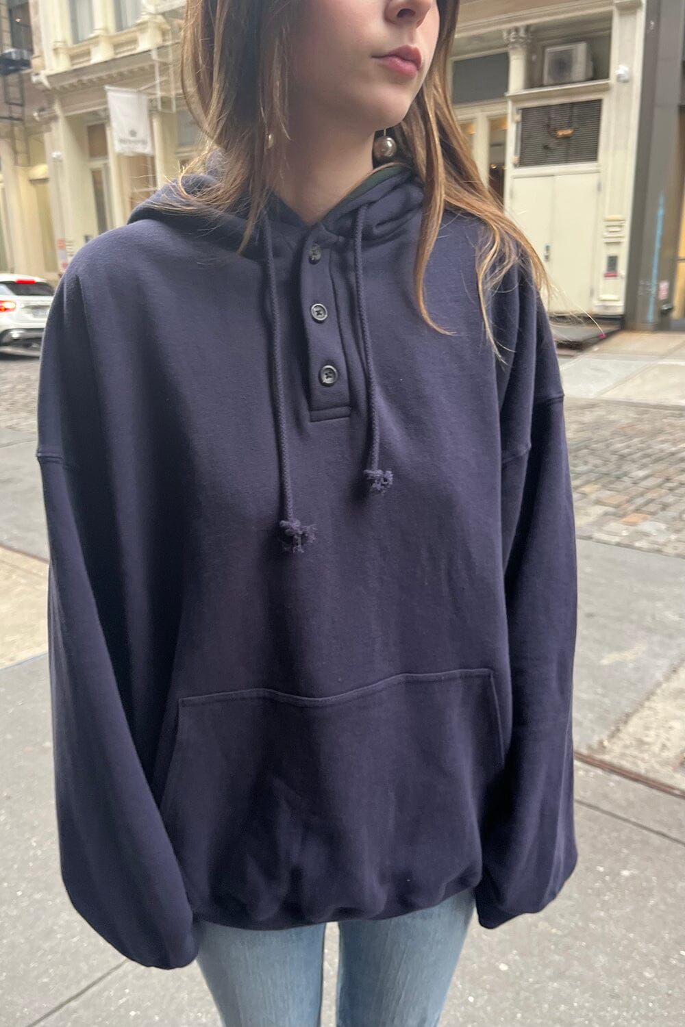 Christy Button Hoodie sold by Brandy Melville