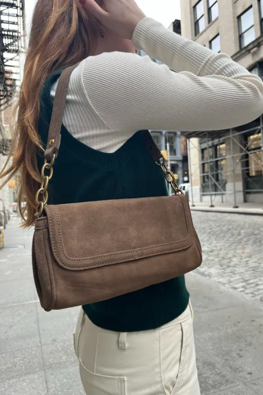 Brown Suede Chain Purse sold by Brandy Melville
