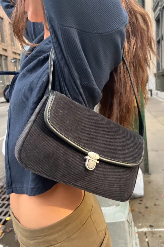 Black Corduroy Shoulder Purse made by Brandy Melville
