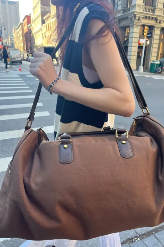 Brown Canvas Duffle Bag sold by Brandy Melville