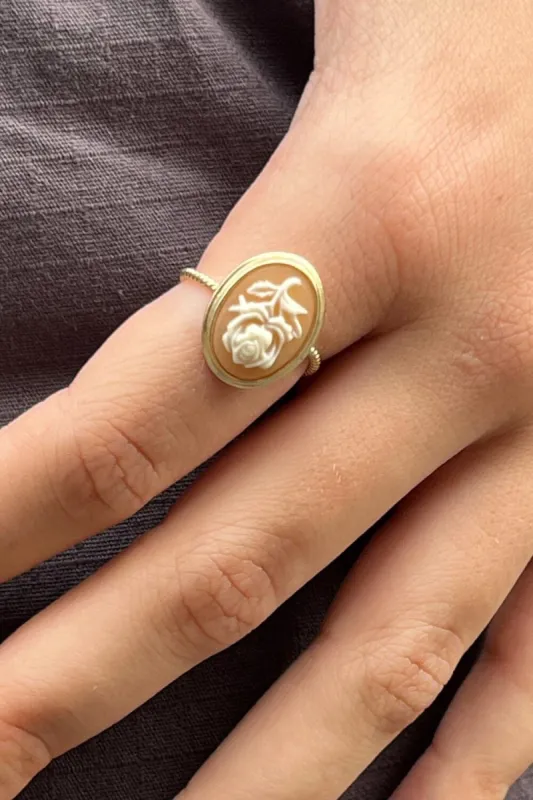 Copper Flower Cameo Ring sold by Brandy Melville