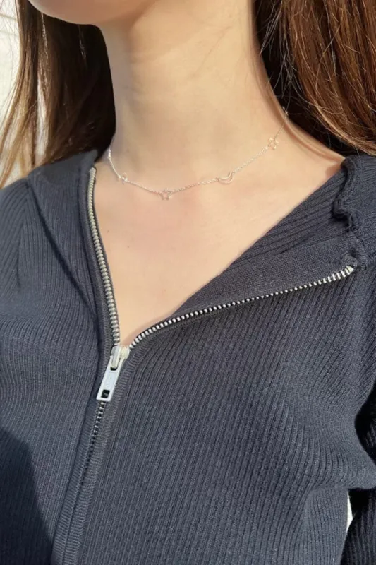 Sterling Silver Star and Moon Choker sold by Brandy Melville