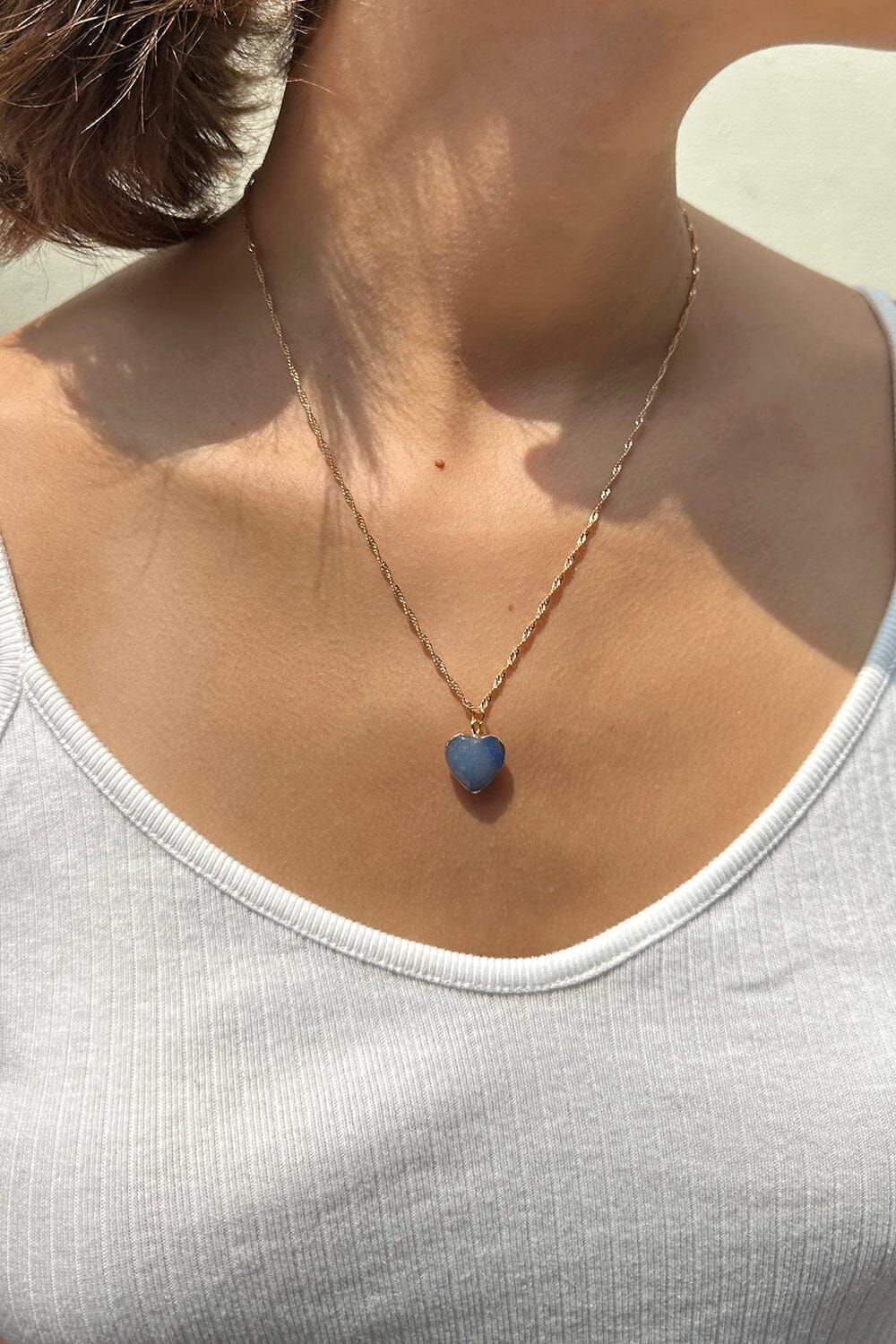 Blue Heart Necklace sold by Brandy Melville