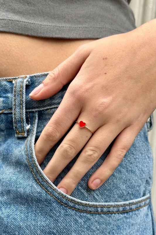 Enamel Heart Ring sold by Brandy Melville
