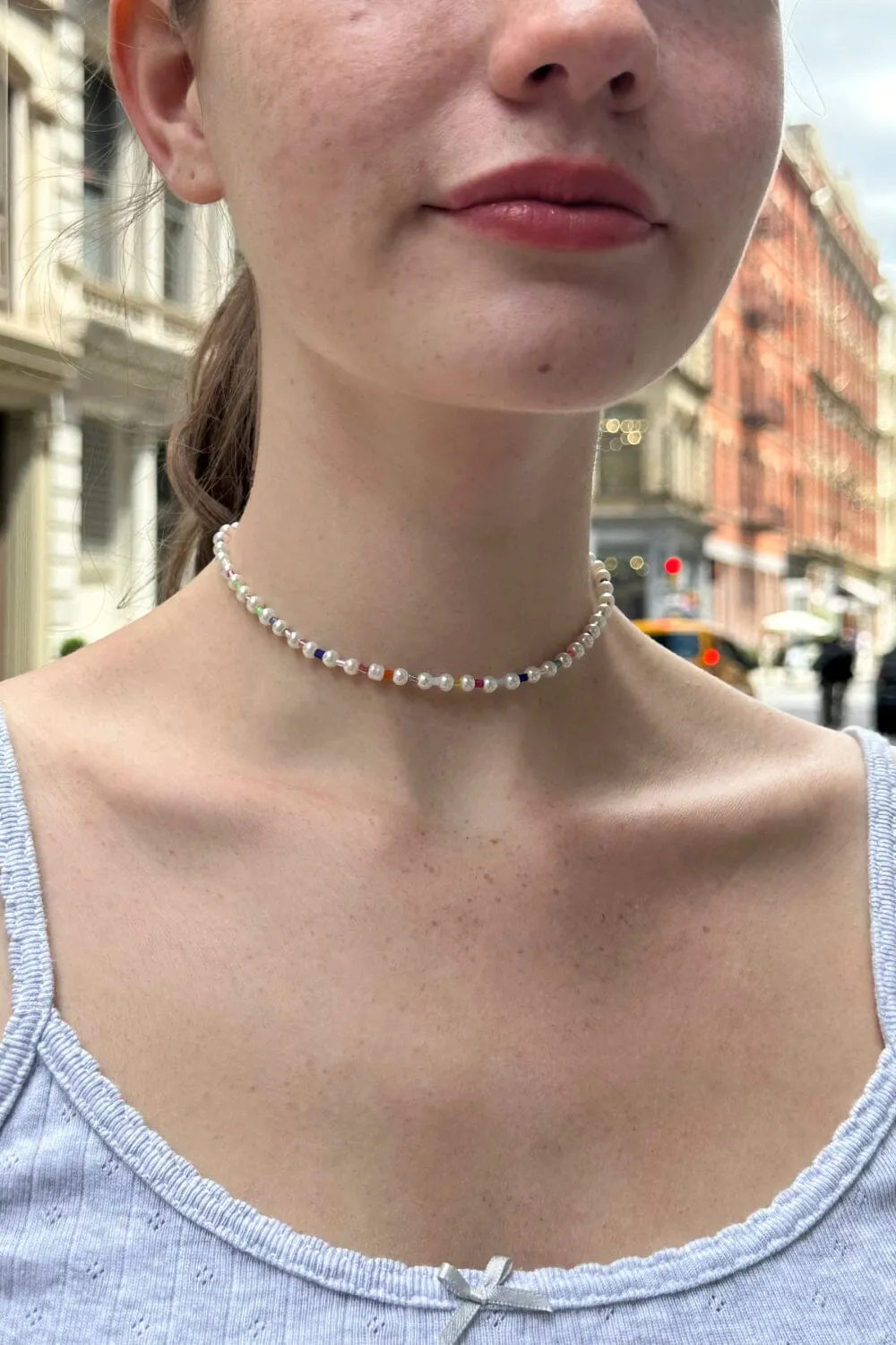 Rainbow Pearl Necklace sold by Brandy Melville