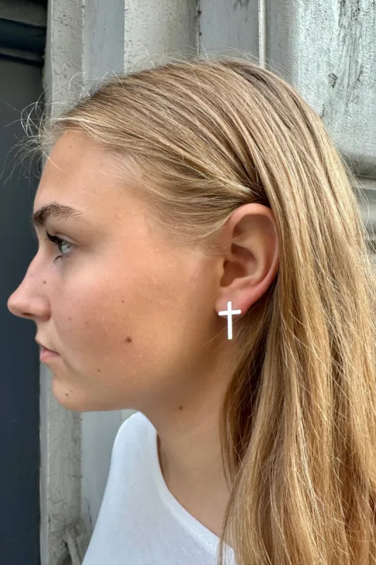 Silver Cross Earrings made by Brandy Melville