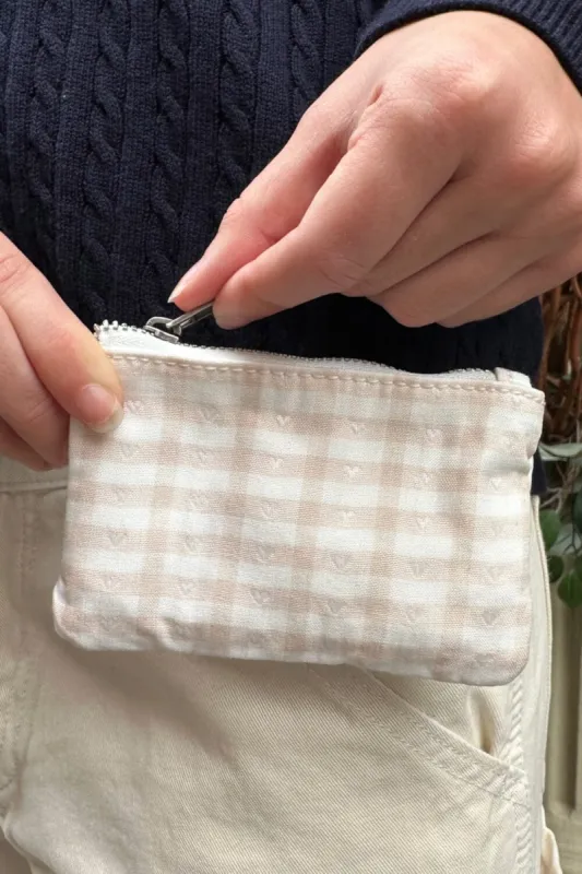 Heart Plaid Coin Purse sold by Brandy Melville