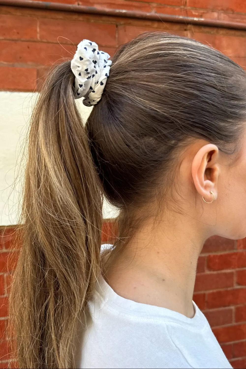 Navy Blue Heart Scrunchie sold by Brandy Melville