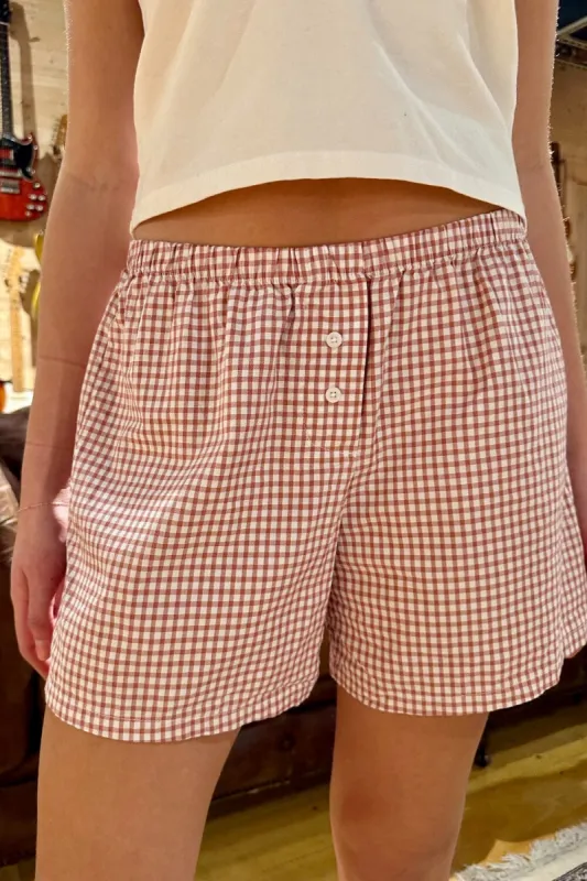 Keira Long Gingham Boxer Shorts sold by Brandy Melville